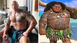 The Rock é fotografado caracterizado como Maui nas filmagens de Moana