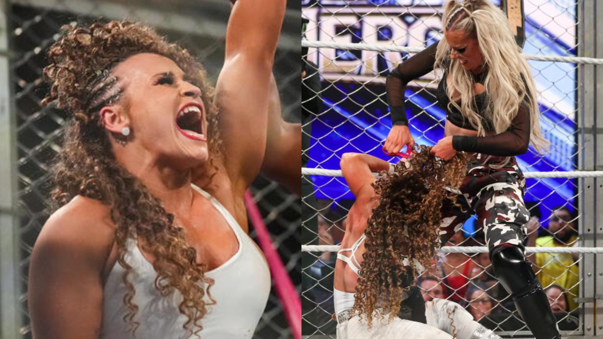 Jordynne Grace reage a ter seu cabelo cortado por Blake Monroe no WWE NXT No Mercy